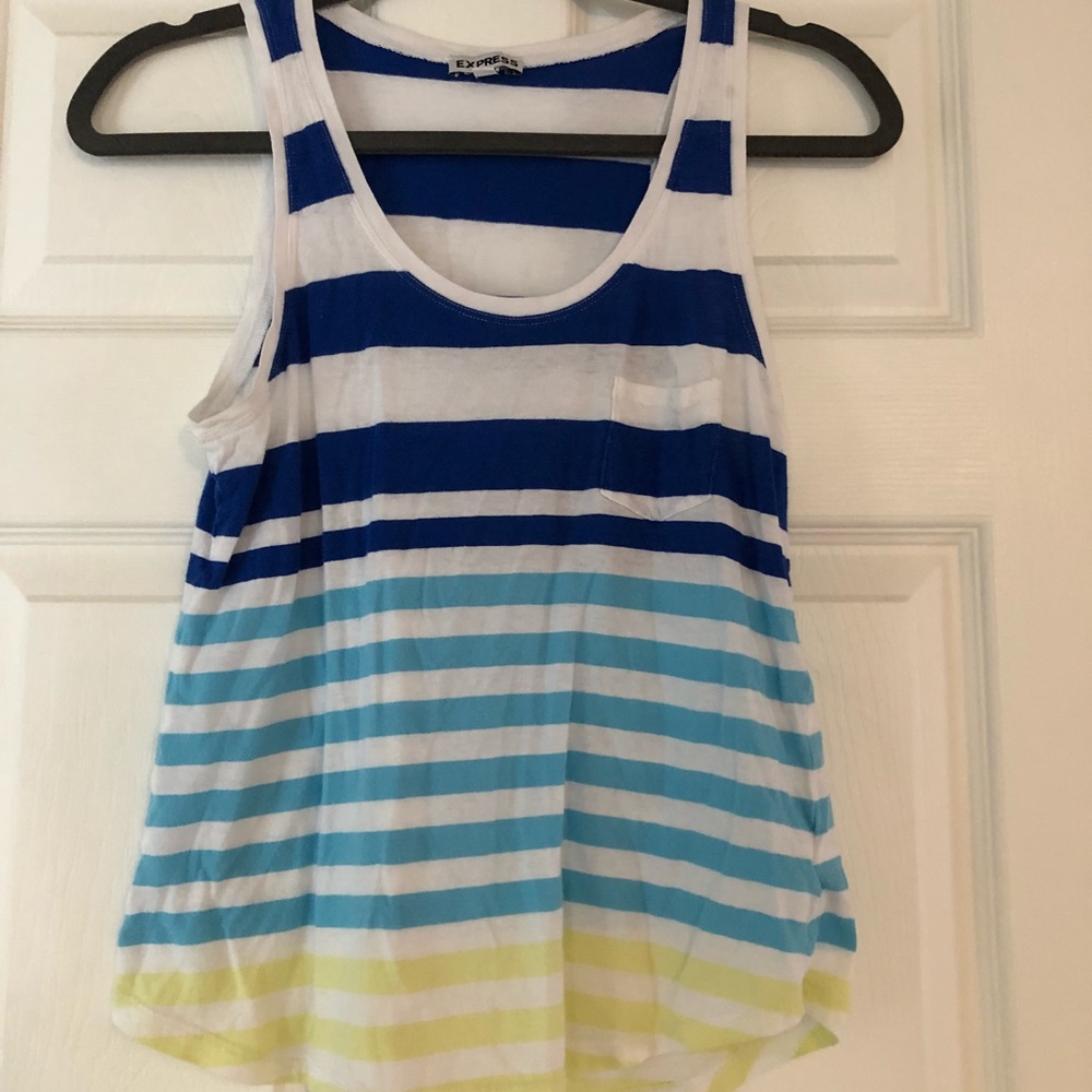 Blue and white Express tank top